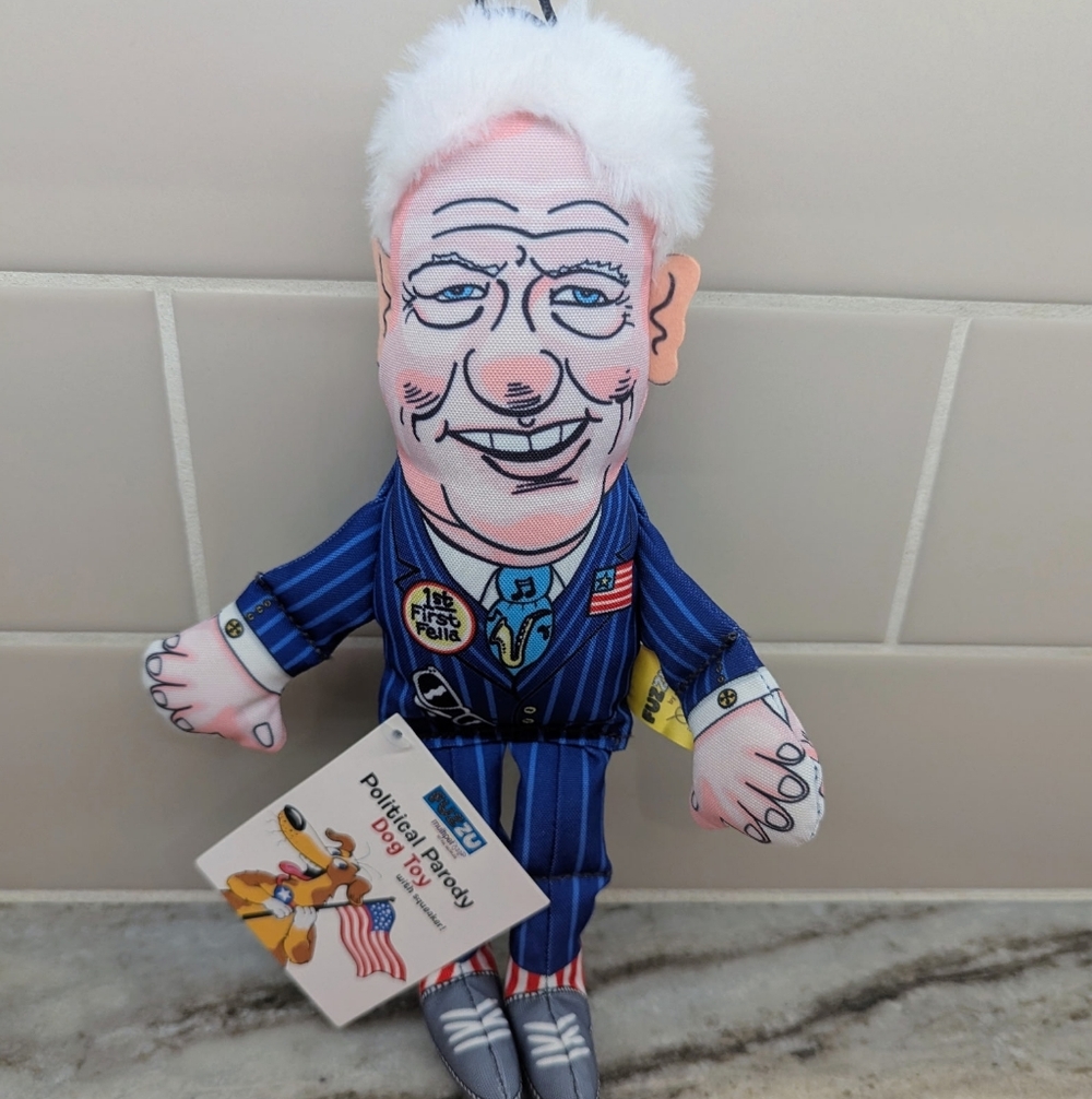 NEW Bill Clinton Dog Toy 6" X 10" by FUZZU Multipet W/ Squeaker